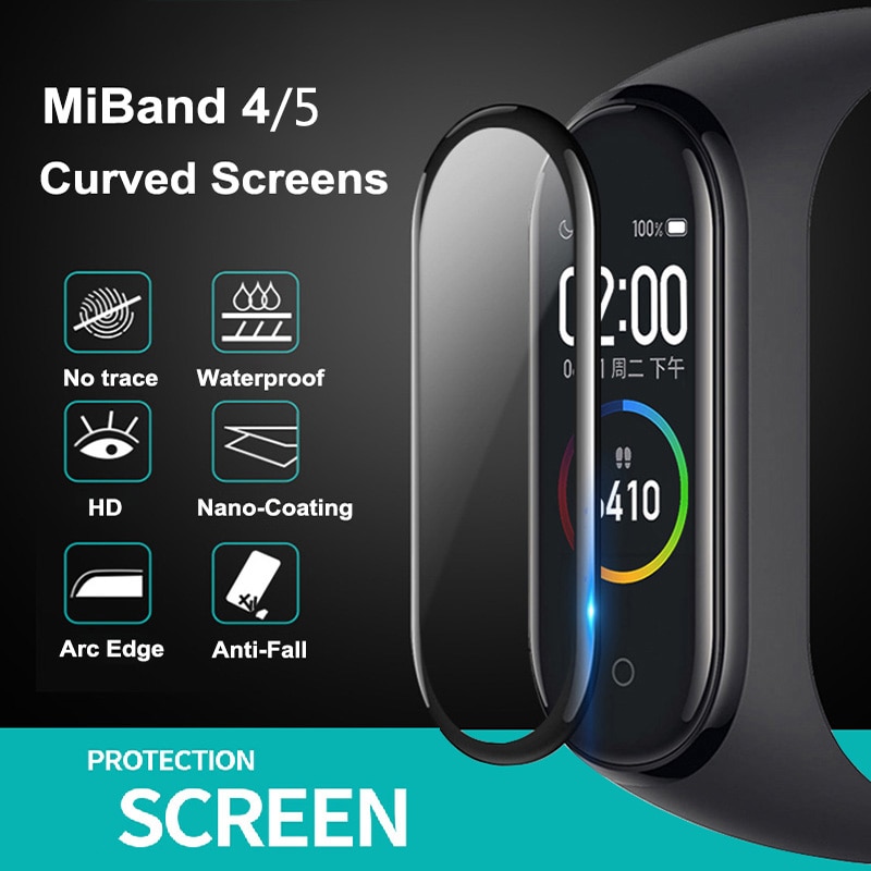 Screen Protector For Xiaomi Mi band 4 5 Bracelet Film Full Cover Protective Glass for Xiomi Miband 5 Bracelet Protection Case