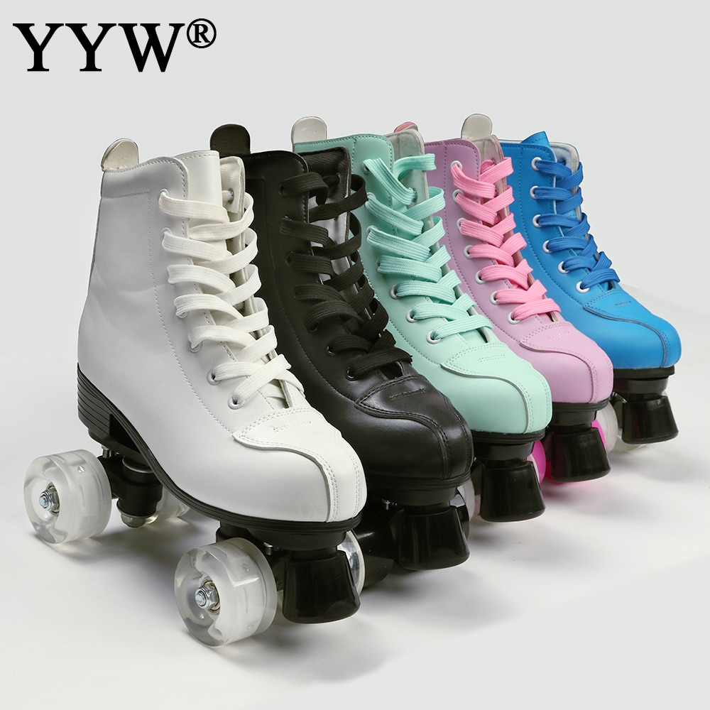 2021 Women Men 5 Choice Pu Microfiber Roller Skates Skating Shoes Sliding Quad Sneakers Begin Europe Size 2 Row Adult 4 Wheels