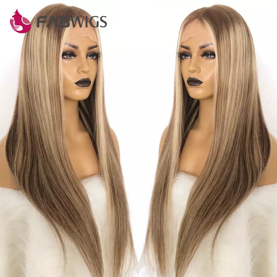 Fabwigs Highlight Wig T7/7/24 Lace Front Wigs Pre Plucked Transparent Lace Wigs Ombre Color Full Lace Human Hair Wigs Balayage