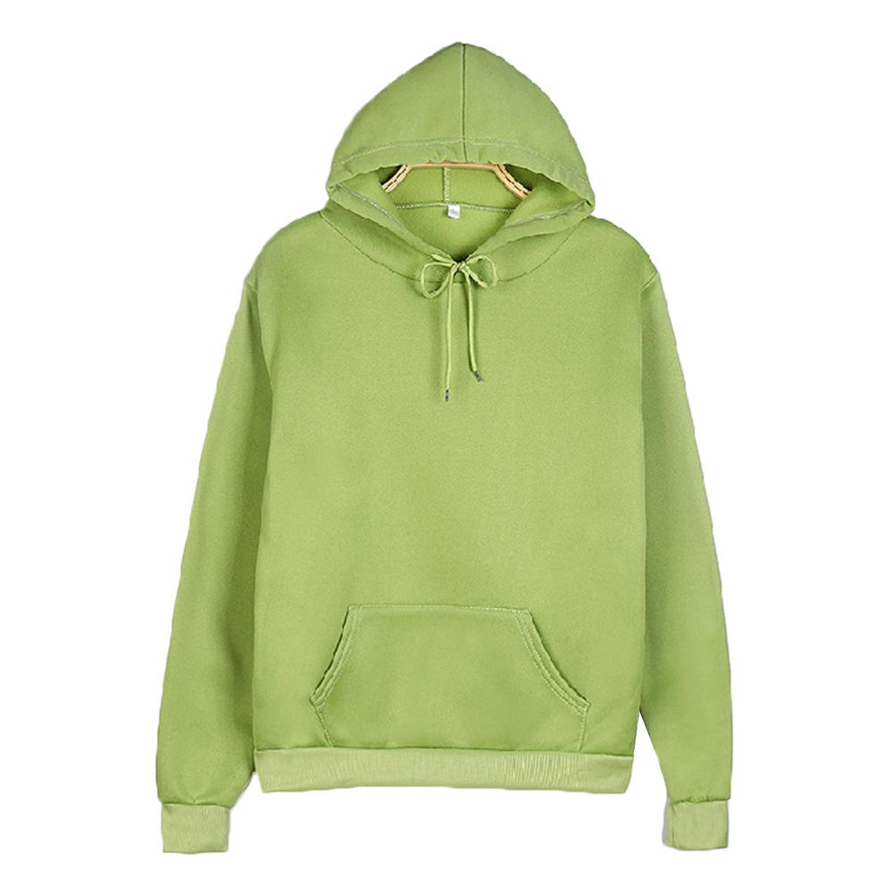 Unisex Autumn Solid Color Long Sleeve Hoodie Pocket Drawstring Loose Sweatshirt Casual Women Tops