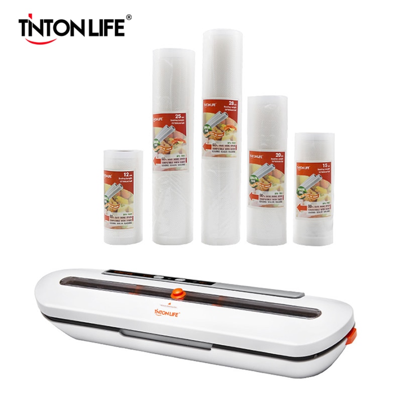 TINTON LIFE Food Vacuum Sealer With Bags Vacuum Plastic Rolls 5 Size Bags For Kitchen Vacuum Sealer to Keep Food Fresh
