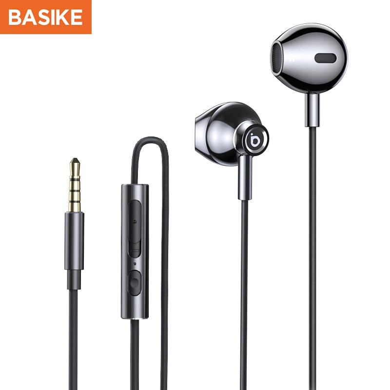 BASIKE Universal Headphones Sport Earbuds With Mic Phone HIFI Earphone Wire Headset Bass Music Earphones For Xiaomi Huawei OPPO
