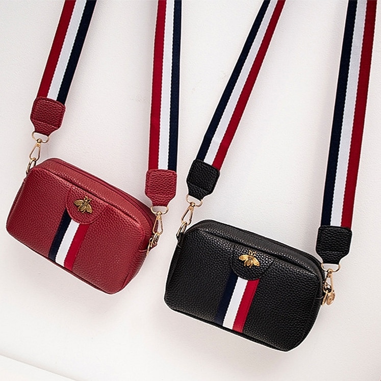 Wholesale Bee Women's Shoulder/Crossbody Bag Stripe Zipper Fashion Belt Wholesale 2020 New Style Mini Purse