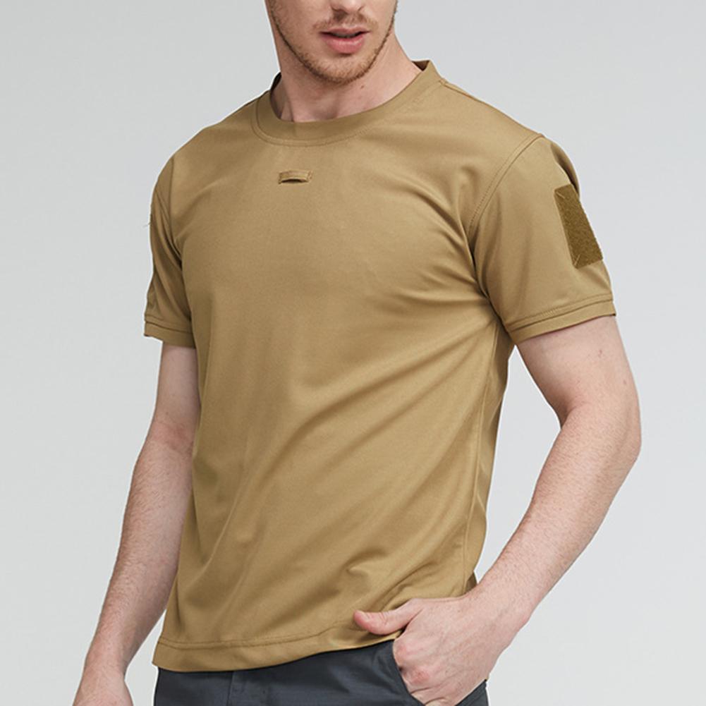 Men Breathable T-shirt Solid Color Men Breathable Military Polyester Quick Drying Short Sleeve O Neck Tshirt Summer Top For Male