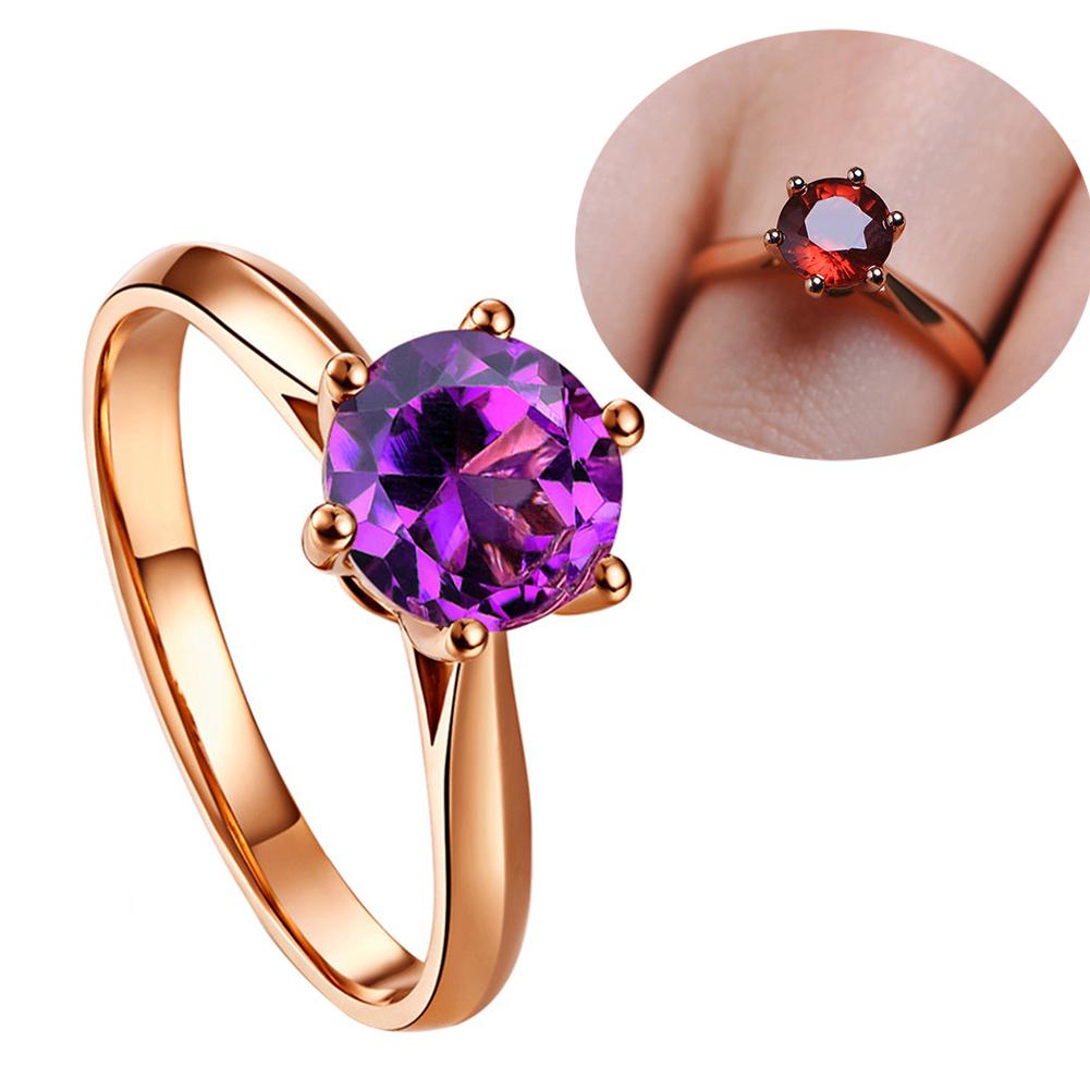 New Trendy Rings For Women Faux Amethyst Ruby Inlaid Finger Ring Wedding Engagement Jewelry Gift