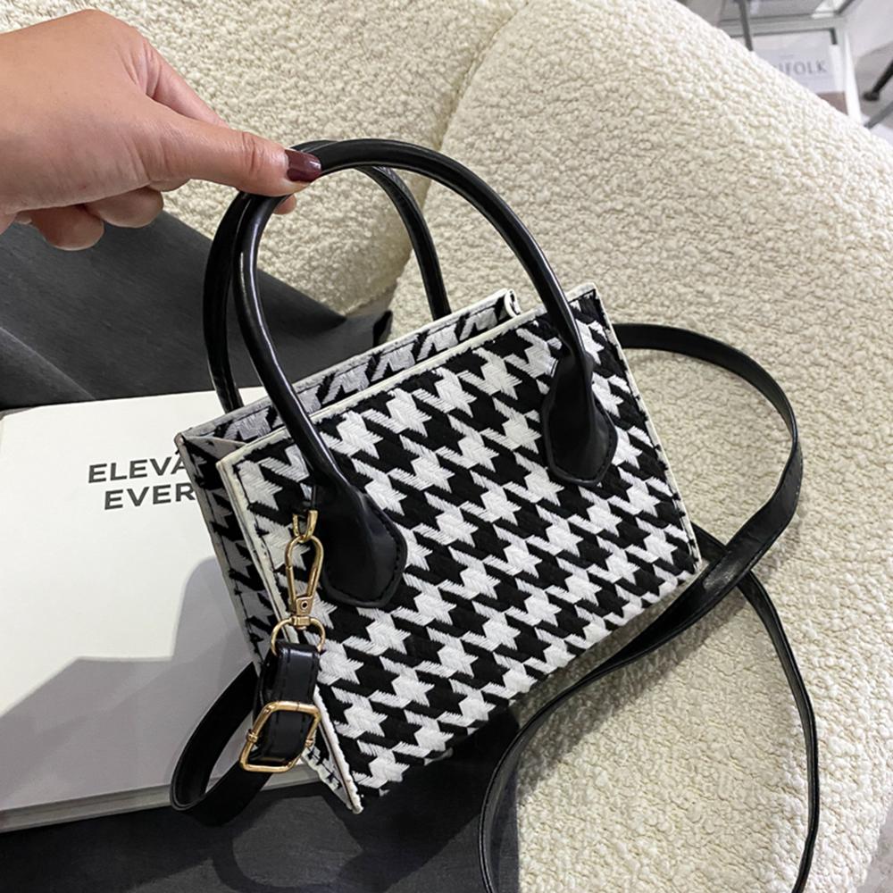 Retro Plaid Crossbody Handbag Totes Women Casual PU Leather Shoulder Purse Female Portable Travel Messenger Top-handle Bag