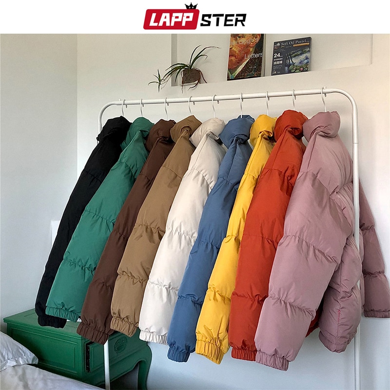 LAPPSTER Men Harajuku Colorful Bubble Coat Winter Jacket 2020 Mens Streetwear Hip Hop Parka Korean Black Clothes Puffer Jackets