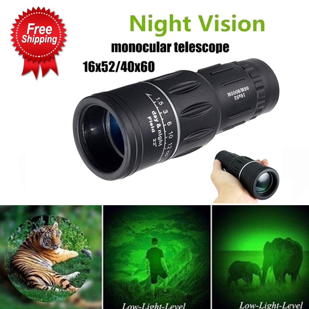 Extra Long 16X52 Distance Sports Hunting Zoomable Monocular Low Light Night Vision Telescope Binoculars For Outdoor Watching