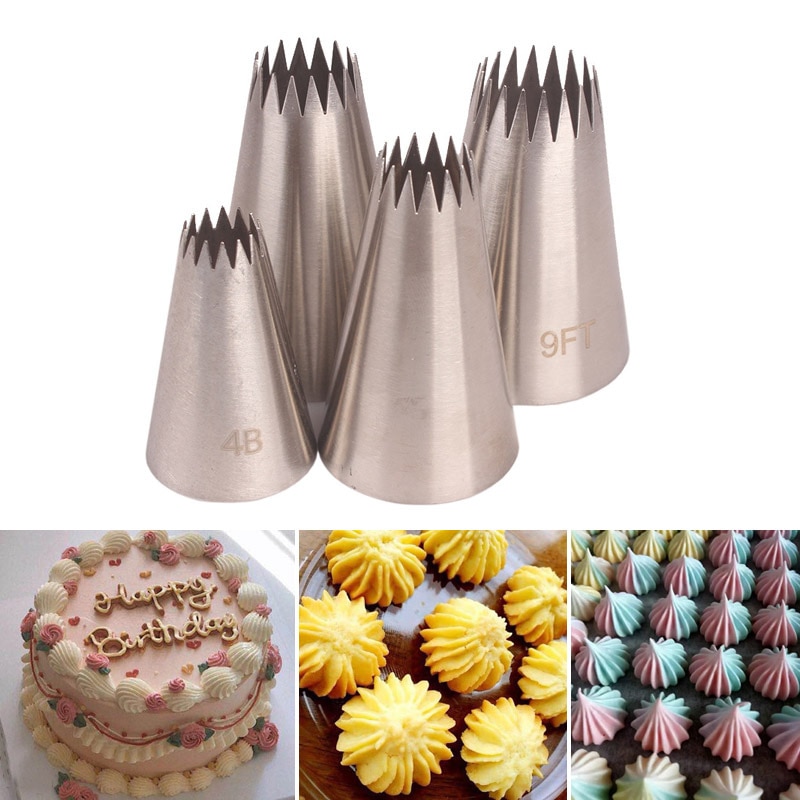 4Pcs/3Pcs Cake Decoration Set Kitchen Gadgets Cookies Supplies Multi Purpose 304 Stainless Steel Multi Tooth Pastry Nozzle Set