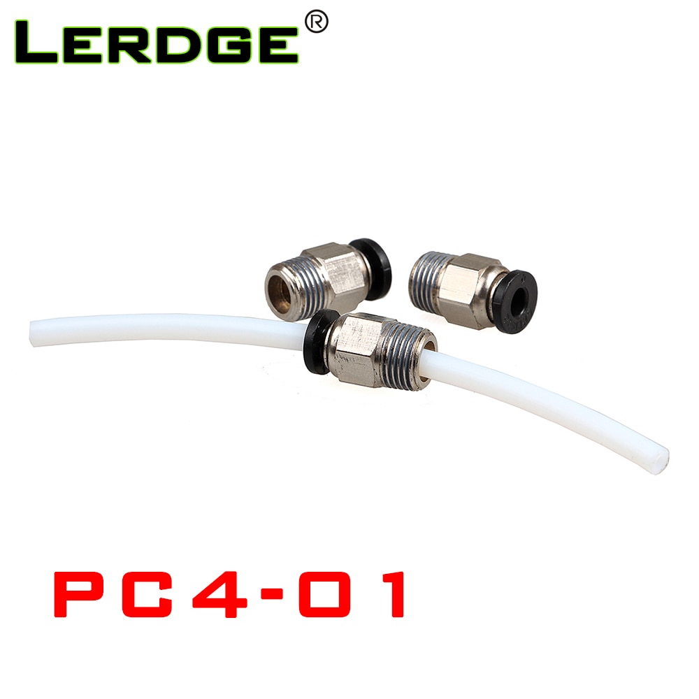 LERDGE 3D Printer Parts Pneumatic Connector Fittings PC4-01 4*2mm Feeding PTFE for v6 1.75mmj-head remote hotend bowden extruder