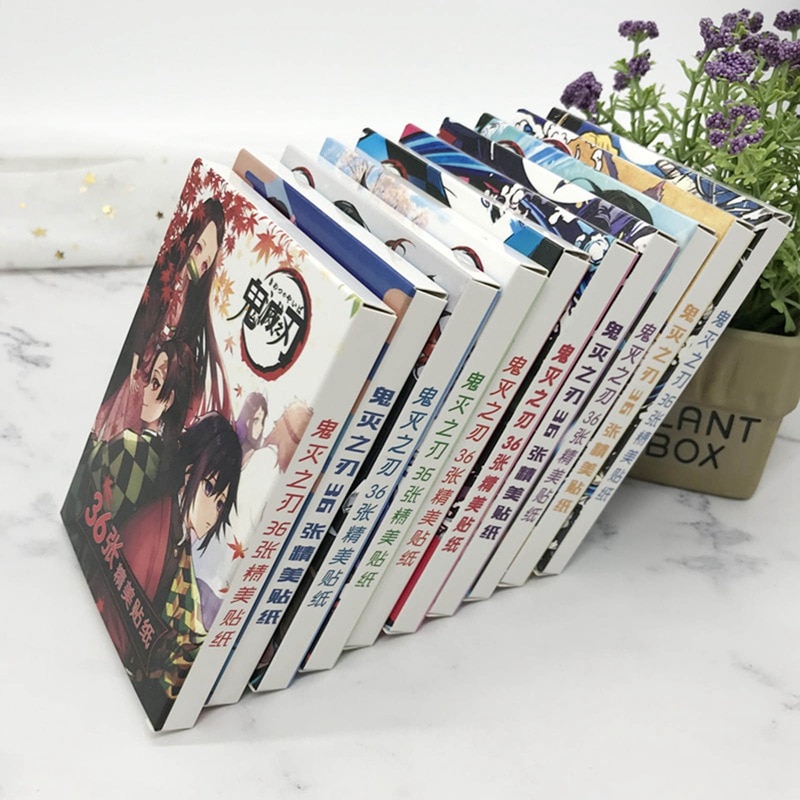 36pcs/box Anime Demon Slayer Kimetsu No Yaiba Sticker Waterproof Scrapbook Decor Stationery Stickers School Office Supply Gifts