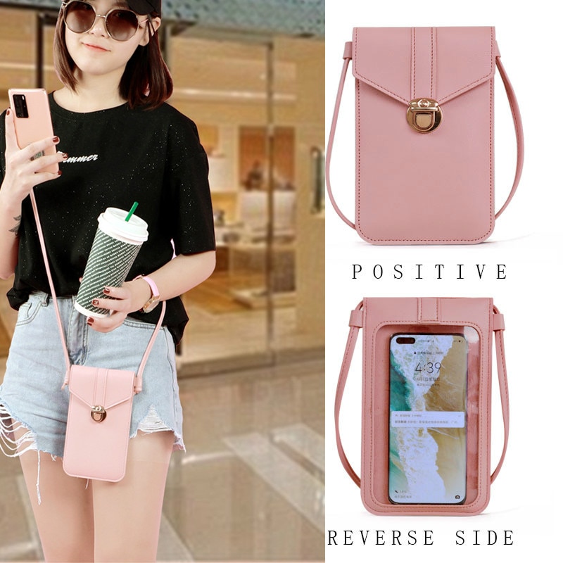 Ladies Touch Screen Cell Phone Purse Smartphone Wallet PU Leather Shoulder Strap Handbag Women Bag Fashion mobile wallet 2020