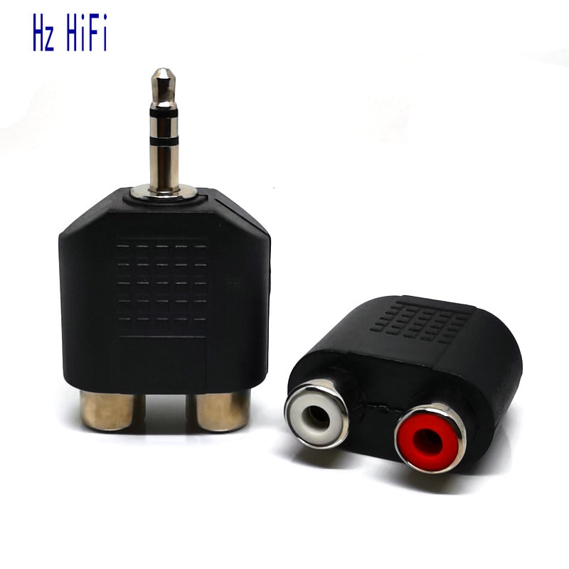 1Pcs black Stereo RCA Splitter Connector 3.5MM Male To 2 RCA Female Audio Adapter For Computer Speaker Earphone Headpho