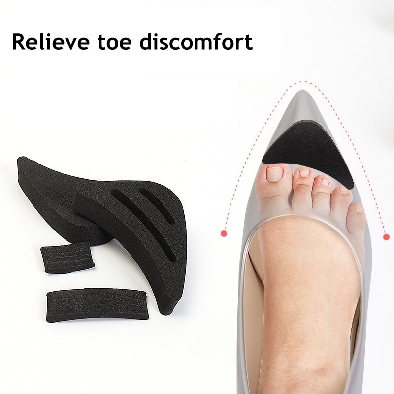 Women High Heel Toe Plug Insert Shoe Big Shoes Toe Front Filler Cushion Pain Relief Protector Adjustment Shoe Accessories 1Pair