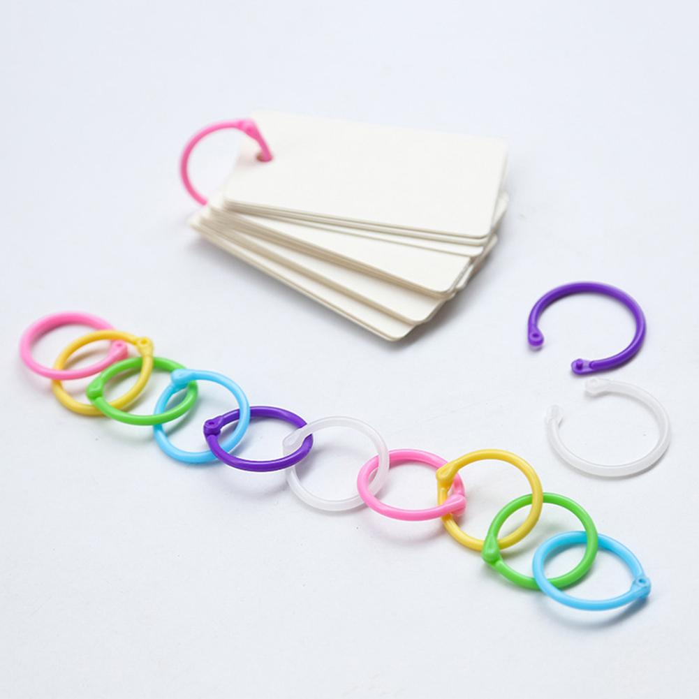 30Pcs Plastic Loose Leaf Binding Rings Candy Color Coil Binder Hoop Holder Tool