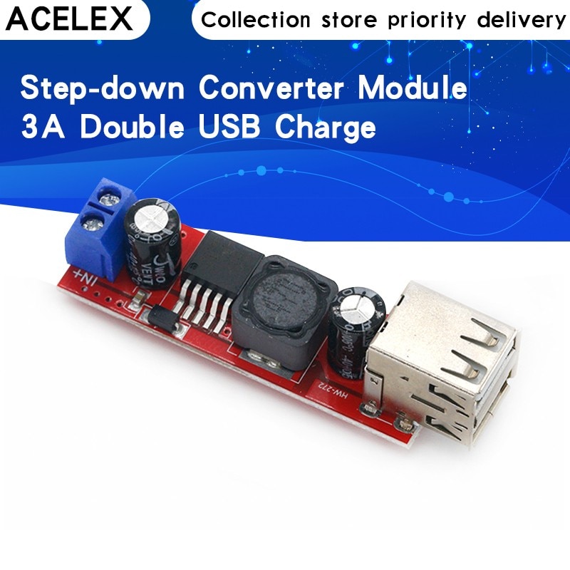 DC 6V-40V To 5V 3A Double USB Charge DC-DC Step-down Converter Module For Vehicle Charger LM2596 Dual USB