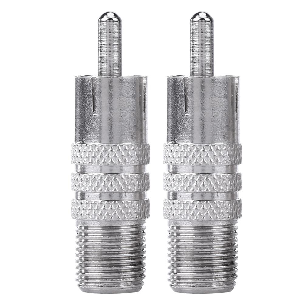 2pcs Zinc Alloy RCA Male Plug to F Female Coax Jack Adapters Connectors Cable Couplers Converters