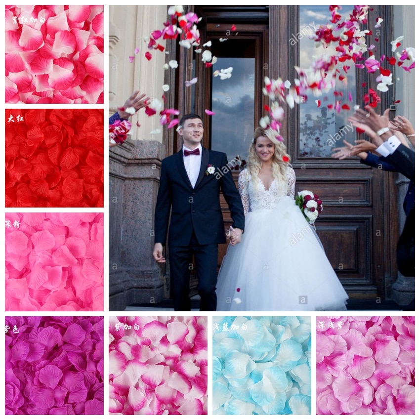 100PCS 5*5CM Silk Rose Petals for Wedding Decoration Romantic Artificial Rose Flower Wedding Accessories