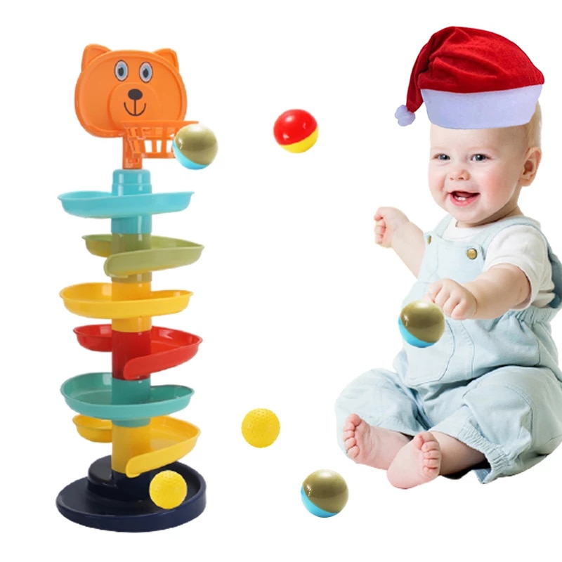 Rolling Ball Pile Tower Puzzle Babys Toys Rattles Spin Track Montessori Educational Newborn Toys For Kids 1 & Hobbies