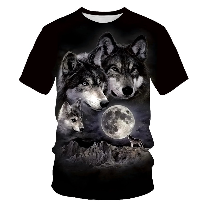 Fox and wolf pattern 2020 T-shirt men 3D printing fashion men and women T-shirt soft texture casual fashion men's clothing