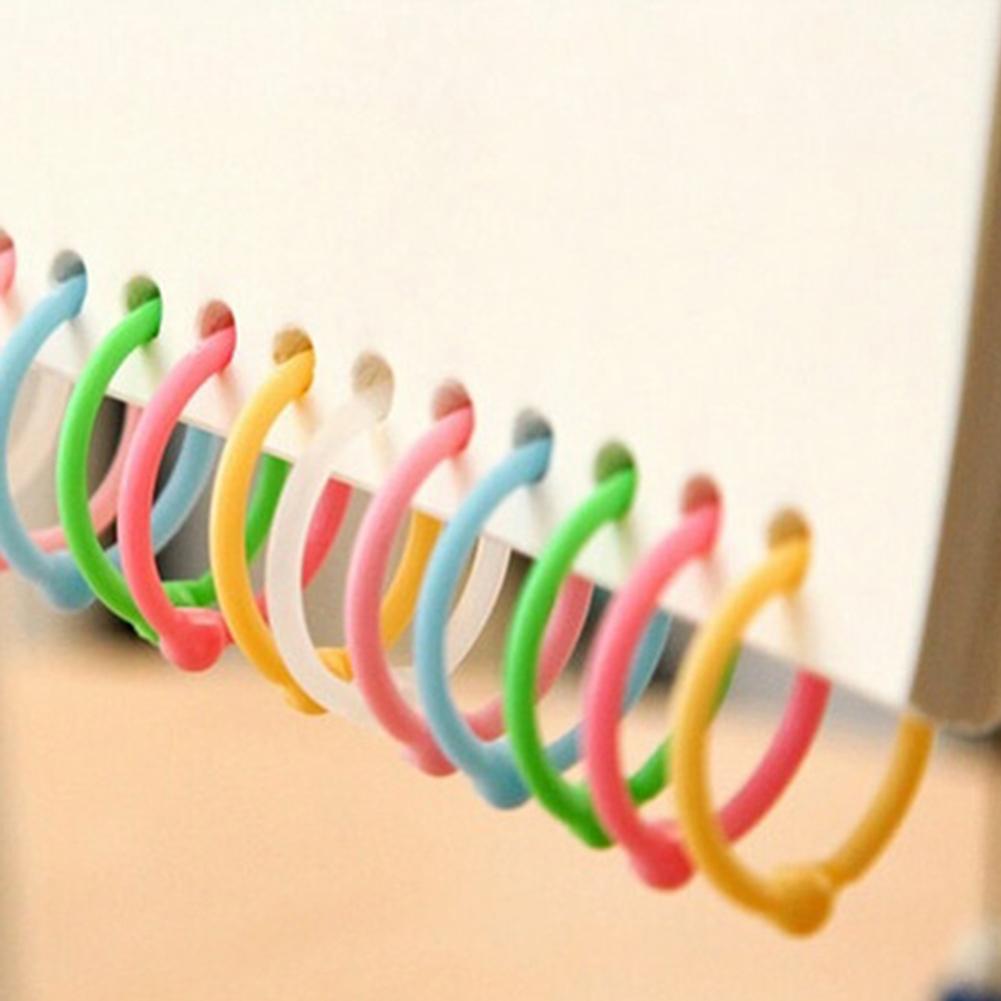 Binding Ring 30Pcs Plastic Loose Leaf Binding Rings Candy Color Coil Binder Hoop Holder Tool 2020