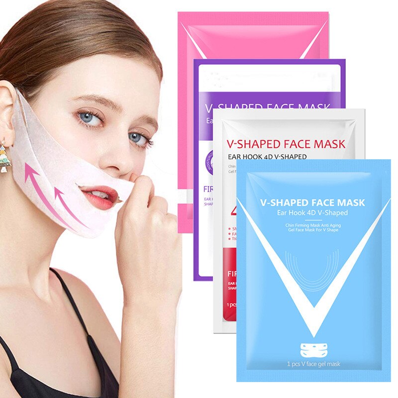 1PC V Shaped Face Thin Face Mask 4D Double Lifting Facial Mask Slimming Stretch Anti Cellulite Wrinkle Face Lift Tools