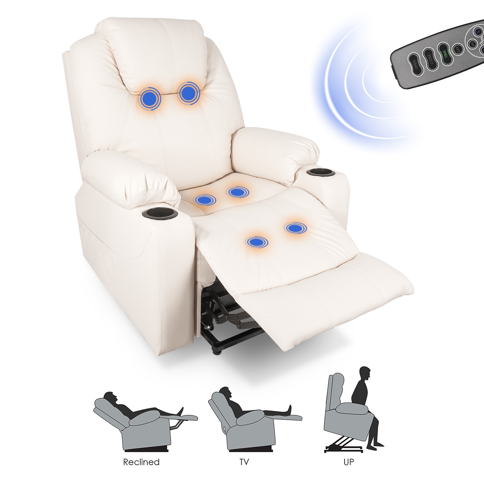 2021 Upgraded Electric Massage Chair Power Lift Recliner Chairs Leisure Soft Sofa Full Body Shiatsu Lounge Armchair for Elderly