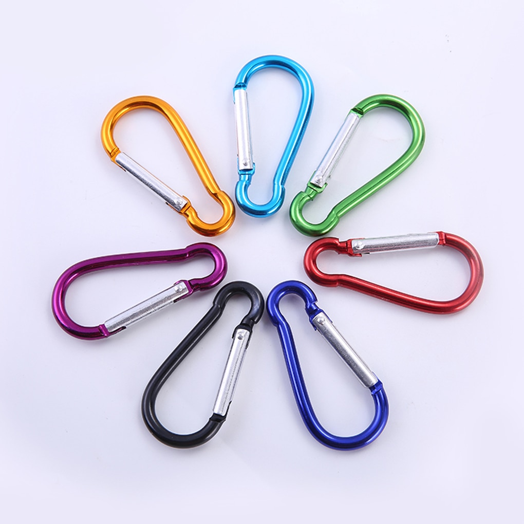 5pcs Climbing Button Carabiner D-Ring Clip Camping Hiking Hook Outdoor Sports Multi Colors Aluminium Safety Buckle Keychain