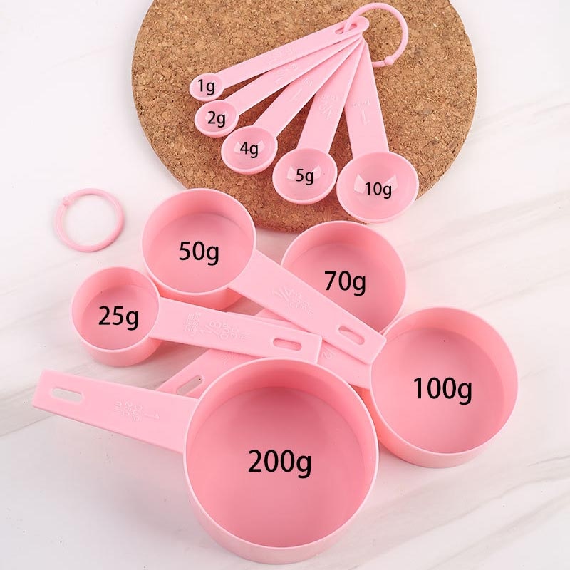 10Pcs/Set Cups Spoons Set Measuring Tools DIY Baking Supplies Portable Stackable Combination Pure Color PP Plastic