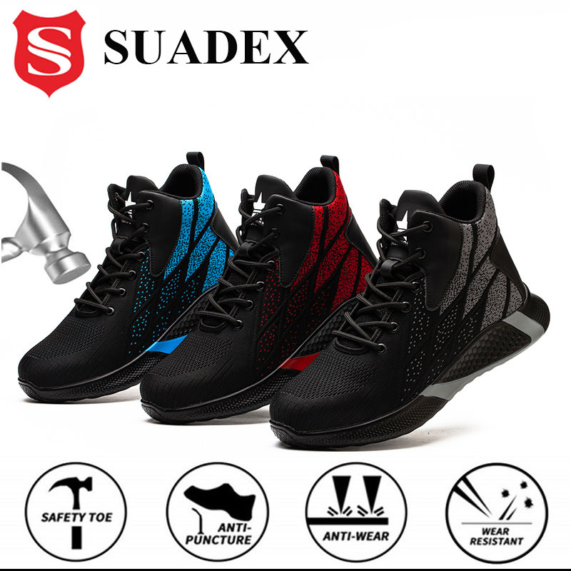 SUADEX Safety Work Ankle Boots Shoes For Men Anti-Smashing Steel Toe Cap Working Boots Construction Safety Work Sneakers 48