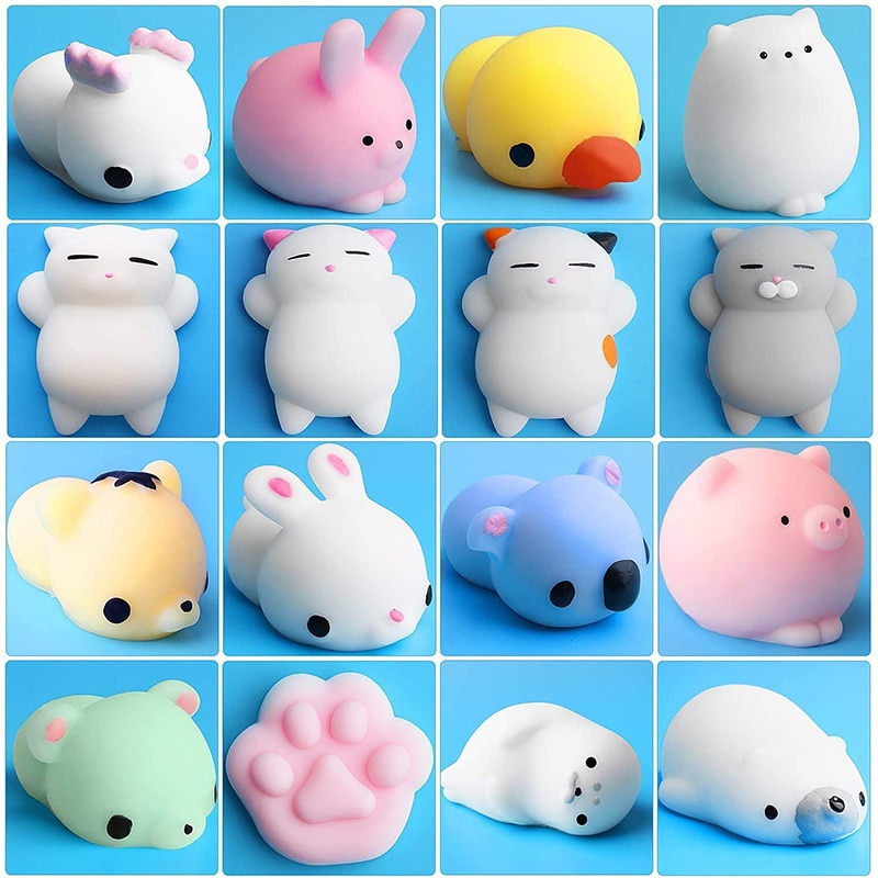 Mochi Squishy Animal Toys Stress Relief Toys Mochi Animals Toys Mini Animals Cat Cute Kawaii Decompression Toy Christmas Gift