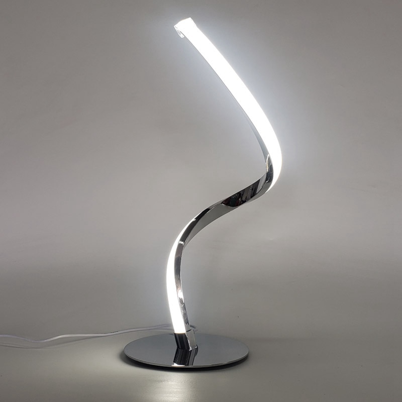 LED Spiral Table Lamp Curved Desk Bedside Lamp Cool White Warm White Touch Dimming Desk Lamp For Living Room Reading Home Decor
