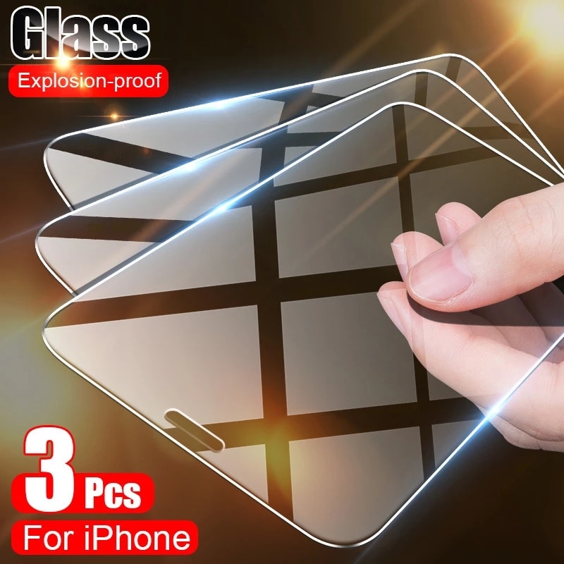 3PCS Full Cover Tempered Glass For iPhone 11 12 Pro XS Max 12 Protective Glass For iPhone SE 2020 6 6s 7 8 Plus Screen Protector