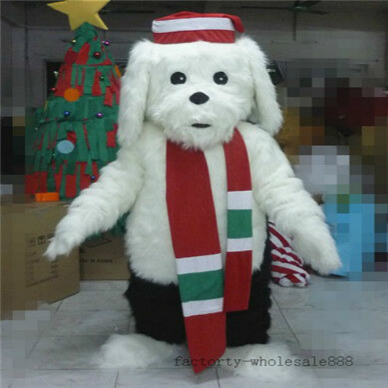 Fluffy White Dog Lovely Mascot Costume suit Fancy Dress Most Popular Good Fursuit Outfits Carnival Halloween Xmas Ad Clothes