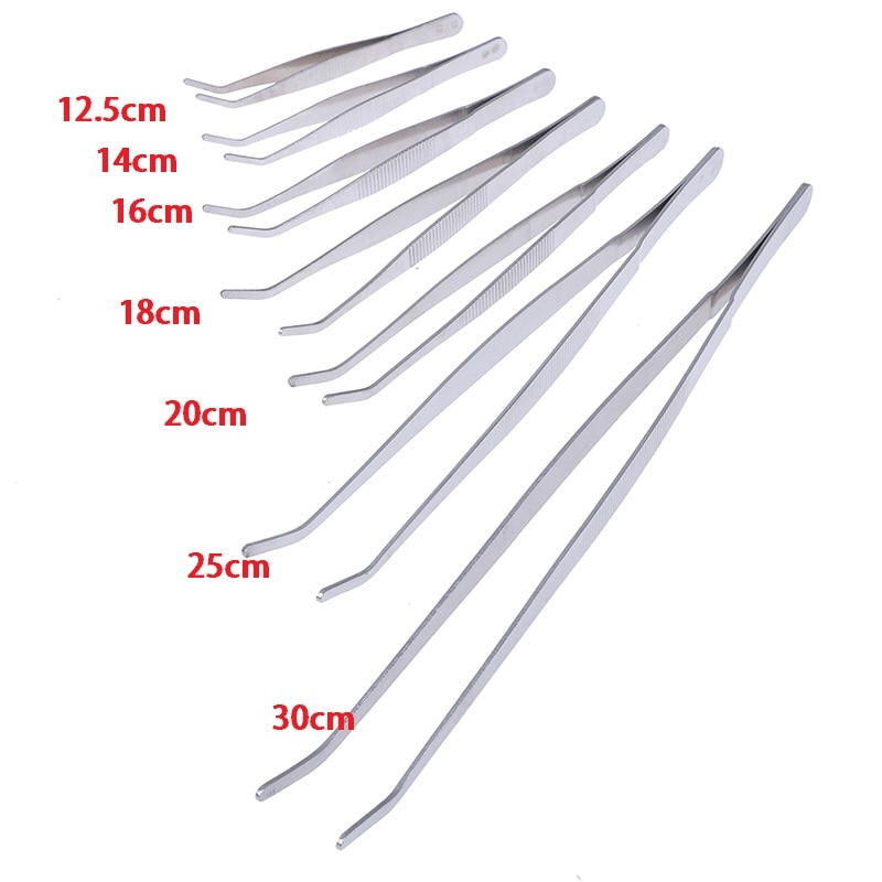 Hot New Stainless Multifuctional Steel Elbow Tweezers Aquarium Clear Clip Tool Medical Repair Tools 12.5/14/16/18/20/25/30cm