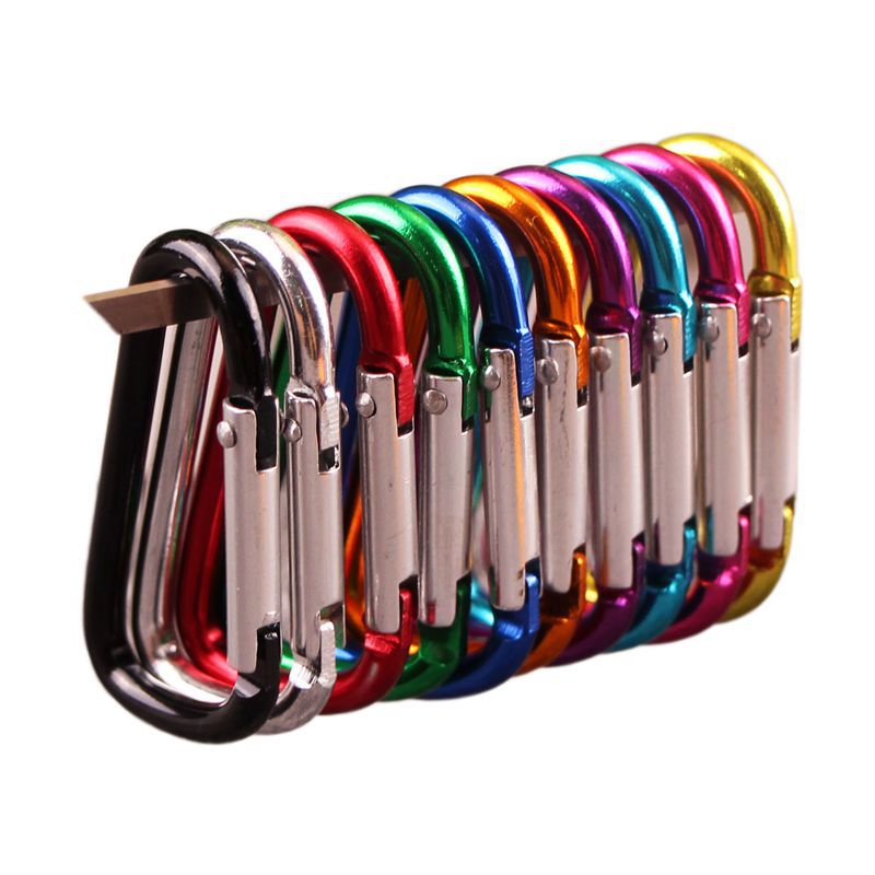 1/5/10PCS Climbing Button Carabiner Camping Hiking Hook Outdoor Sports Multi Colors Aluminium Safety Buckle Keychain