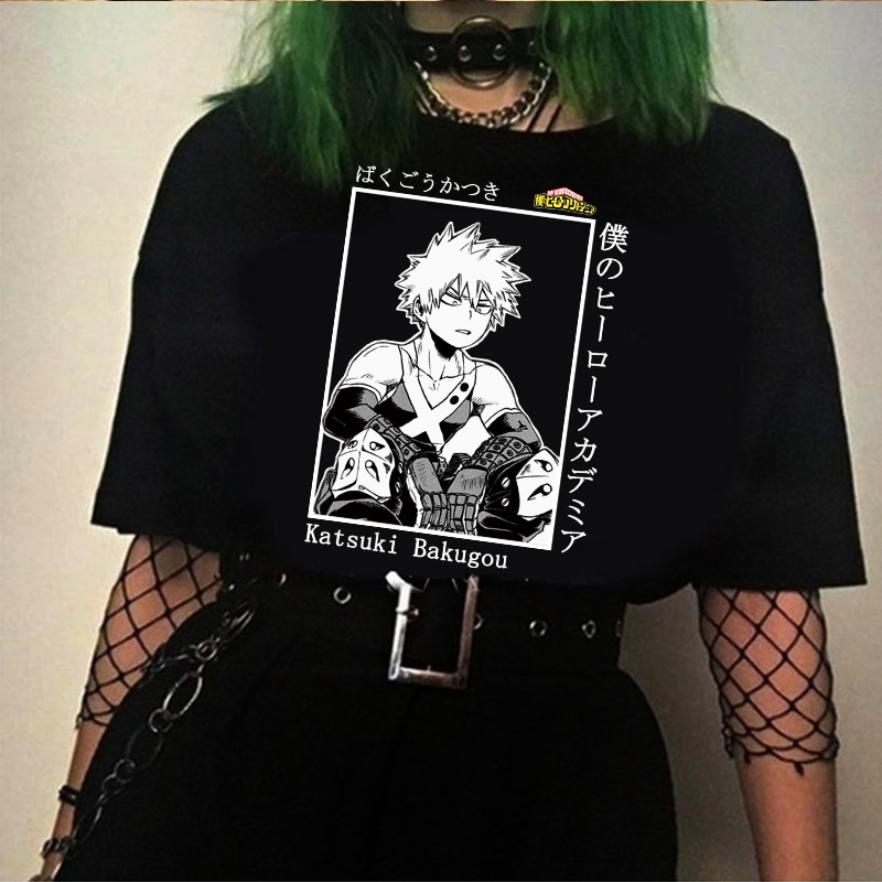 Harajuku Shirt Anime My Boku No Hero Academia Katsuki Bakugou O-neck T-shirt Casual Funny Shirt