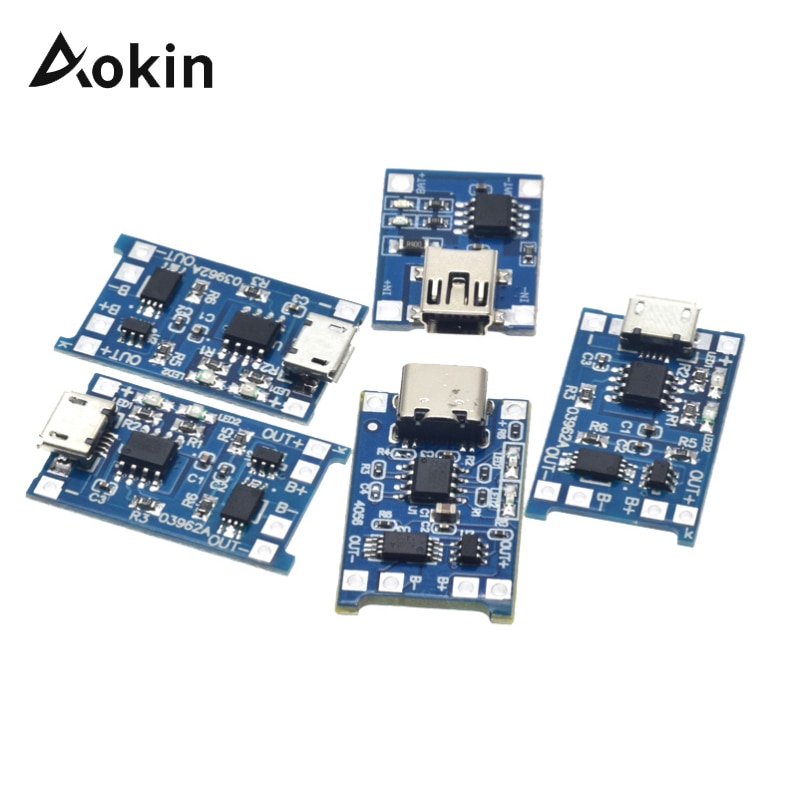 1PCS 5V 1A Micro USB 18650 type-c Lithium Battery Charging Board Charger Module + Protection Dual Functions TP4056 18650