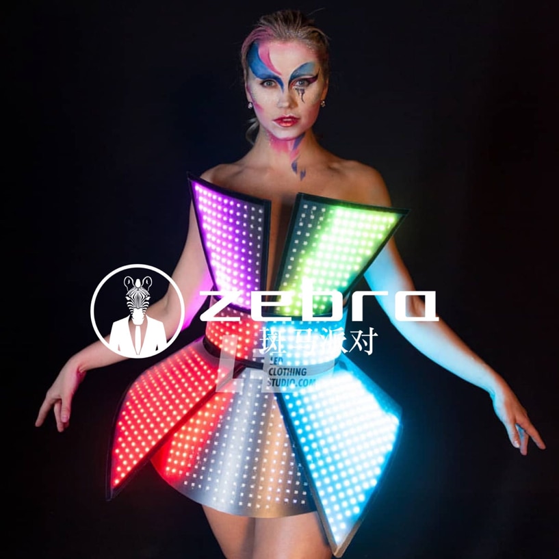 Programmable LED luminous performance clothing Custmoized led dress nightclub gogo technology show