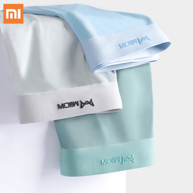 3pcs/lot Xiaomi Men Panties Graphene Antibacterial Man Underwear Solid Color Ice Silk Seamless Boxer Shorts For Male Underpatns