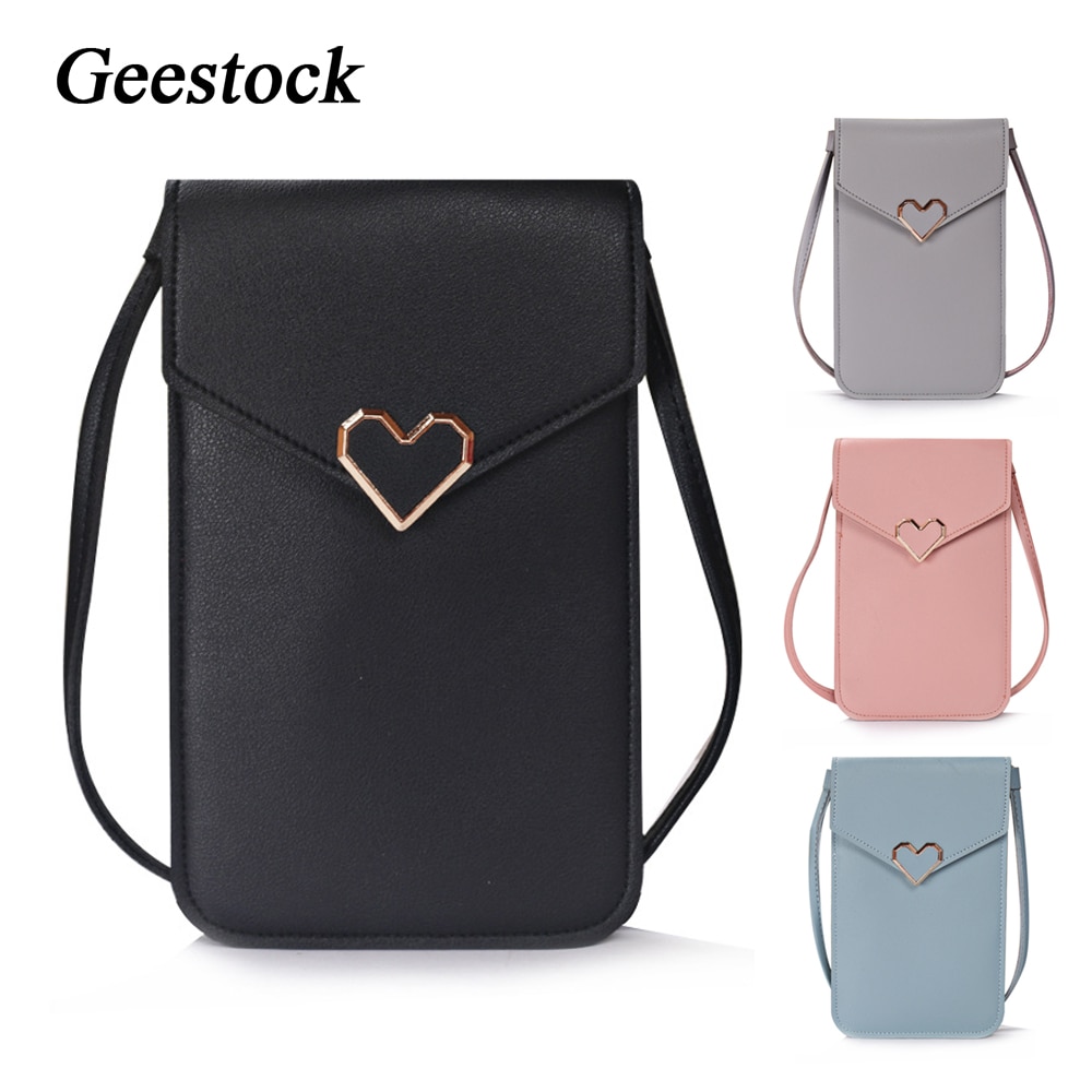 Geestock Women's Shoulder Bags Transparent Touch Screen Cell Phone Purse Handbag RFID Smartphone Wallet Money Card Pocket