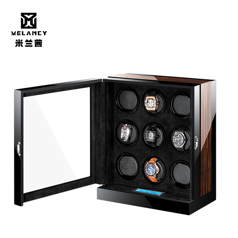 EXCELLENT Watch safe cabinet Automatic watch winder Box for 9 Watches Safety case with LCD control Intelligent