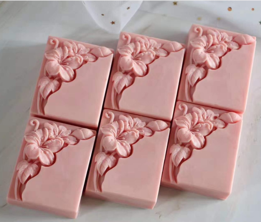 Pretty Floral Soap Mold Rectangle Blossom Flower Soap Making Mould for Cold Process Soap Making Aroma Resin Plaster Crafts Molds