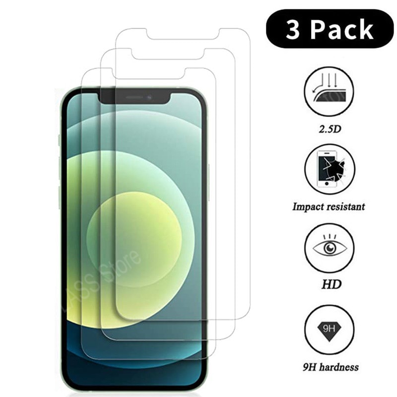 3PCS Protective Glass on For iPhone 11 12 Mini Pro Max screen protector Tempered glass For iPhone 6 S 7 8 Plus X XR XS Max Glass