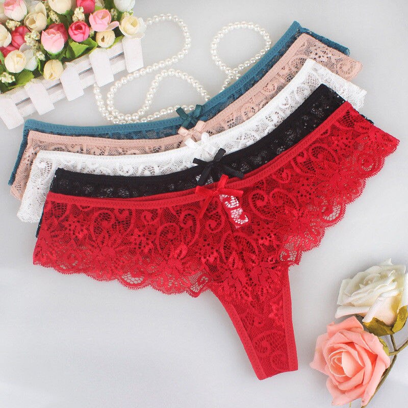 Womens Panties Briefs Thongs Erotic Underwear for Ladies Lace Panties G-string Knickers Sexy Lingerie Panties Solid