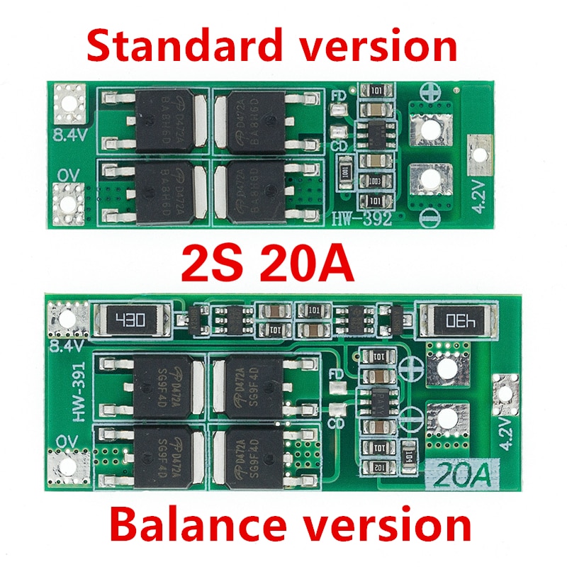 2S 20A 7.4V 8.4V 18650 Lithium battery protection board/BMS board standard/balance