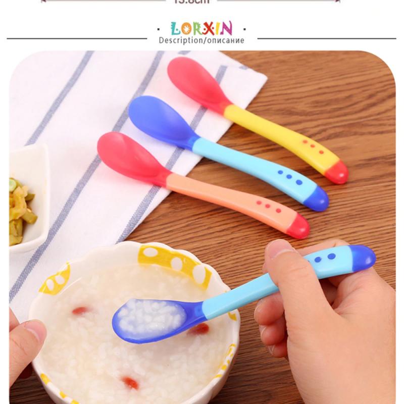 Baby Soft Silicone Spoon Safety Feeding Kid Toddlers Infant Feeding Accessories Temperature Sence Spoon Tableware Children Goods