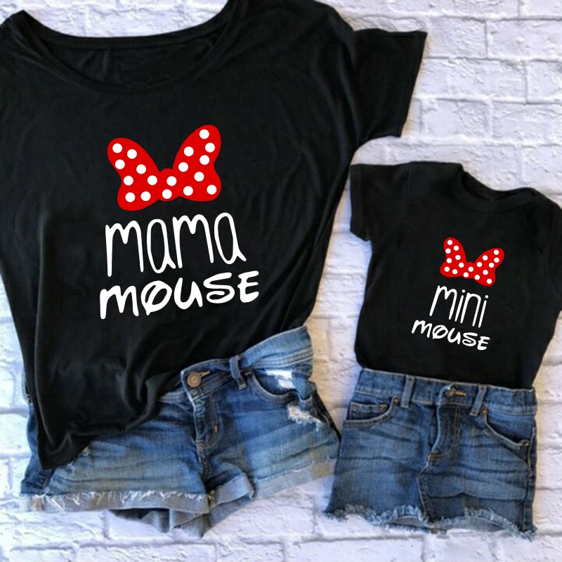 Family Tshirts Fashion Mommy And Me Clothes MAMA And MIMI Family Matching Clothes Cotton Tops Mother Baby Girl Clothes Tshirts