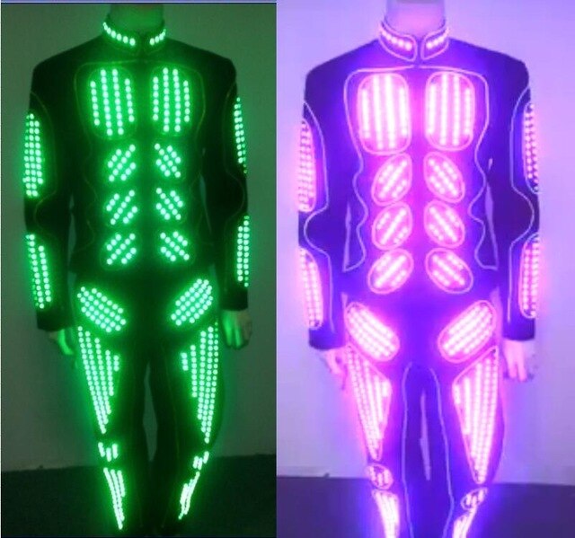 Mens light up LED tron costume led light costume performance wear Free shipping