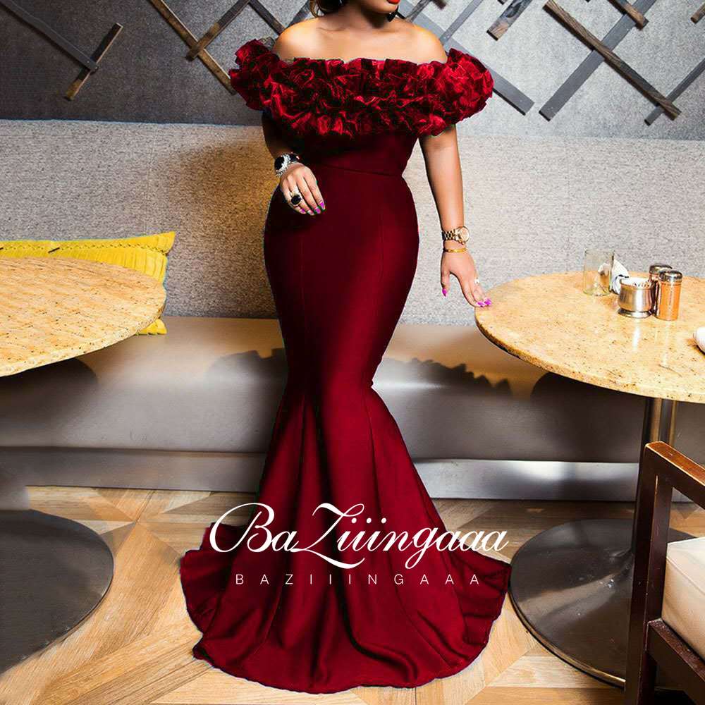 BAZIIINGAAA Luxury 2021 Party Elegant Woman Evening Gown Plus Size Slim Printed Long Evening Dresses Suitable for Formal Parties